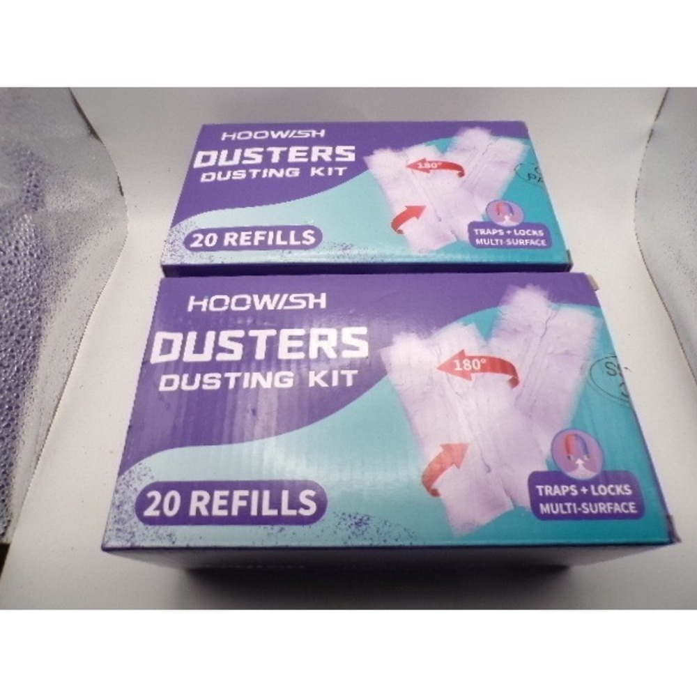 2 Pack Hoowish Dusting Kit 20 Refills‎ Microfiber Traps Locks Multi Surface